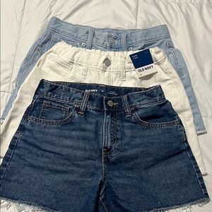Old Navy Girl’s Jean Shorts - Dark Blue, Light Blue, White